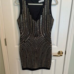 Parker Black and Silver Embellished Bodycon Mini Dress